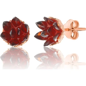 Zanaat Silver 925 Ayar Gümüş, Garnet Taşlı Rose Kaplama Lotus Çiçeği Küpe
