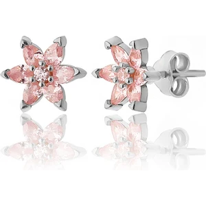Zanaat Silver 925 Ayar Gümüş Rodyum Kaplama Pembe Taşlı Nilüfer Çiçeği Küpe