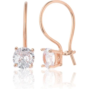 Zanaat Silver 925 Ayar Gümüş Rose Kaplama Tektaş Mengeç Küpe