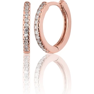 Zanaat Silver Gümüş Rose Kaplama Zirkon Taşlı Halka Küpe 17 mm