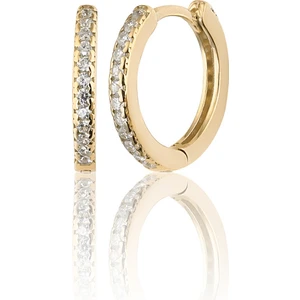 Zanaat Silver 925 Ayar Gümüş 14K Altın Kaplama Halka Küpe 14 mm