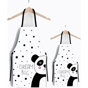 Ays Home Panda Beyaz Anne Çocuk 2'li Mutfak Önlüğü