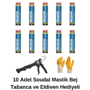 Silikonize Mastik Bej 10 Adet (Tabanca ve Eldiven )
