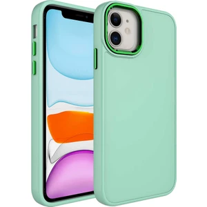 Kzy Apple iPhone 11 Kapak Renkli Metal Kamera Çerçeveli First Class Içi Kadife Lasnman Kılıf - Su Yeşili