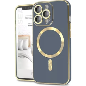 Kzy Apple iPhone 14 Pro Max Mag Safe Özellikli Lens Korumalı Luxury Silikon Kılıf - Petrol Mavisi