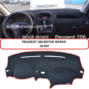 Peugeot 206 Büyük Ekran Torpido Koruması / Halısı / Örtüsü