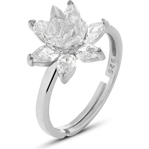 Zanaat Silver 925 Ayar Gümüş Lotus Nilüfer Çiçeği Ayarlanabilir Yüzük