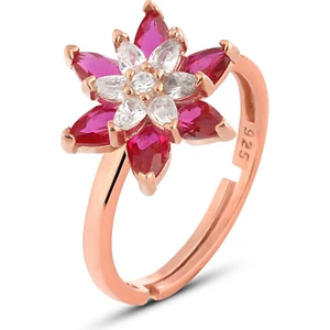 Zanaat Silver 925 Ayar Gümüş Rose Çift Katman Nilüfer Çiçeği Ayarlanır Yüzük