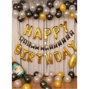 Happy Birthday Folyo Balon Banner Balon Seti