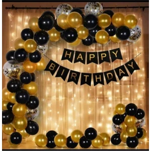 Happy Bırthday Banner ve Doğum Günü Balon ve Balon Zincir Set