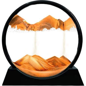 Hareketli Kum Sanatı Resim Sandscapes Yuvarlak Cam 3D Derin Deniz Kumu