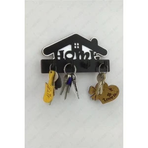 Diji Wood Home Yazılı Ev Figürlü Ahşap Anahtar Askısı Dekoru