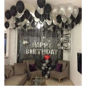 Yetişkin Doğum Günü Seti Gümüş Happy Bırthday Seti