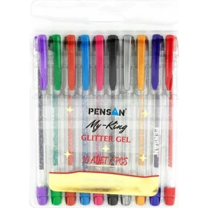 My-King 10 Renk Simli Tükenmez Kalem Seti Glitter Gel Glitter