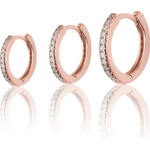 Zanaat Silver 925 Ayar Gümüş Rose Kaplama 3'li Kombin Halka Küpe