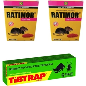 Ratimor Zehirli Fare Yemi 2X100 Gr / Tiptrap Kuvvetli Fare Yapışkanı Fare Seti