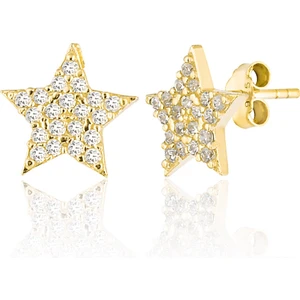 Zanaat Silver Gümüş Zirkon Taşlı 14K Altın Kaplama Yıldız Modeli Küpe