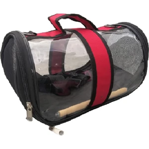 Aqua Home Kuş Taşıma Çantası - Tünekli 30X22X20CM - Kırmızı