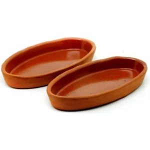 Toprak Oval Güveç Kayık Küçük 2 Li 18 cm Kaliteli Uzun Ömürlü