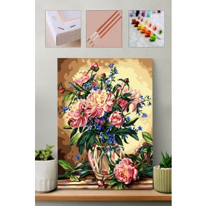 Pembe Çiçek Sayılarla Boyama Seti 40 x 50 cm