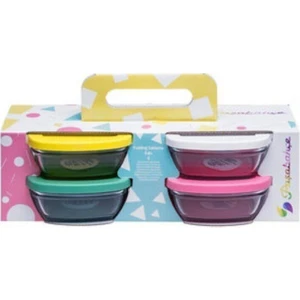 Pudding Silikon Kapaklı Cam Saklama Kabı 4 Lü Kahvaltılık 11 Cm 96840