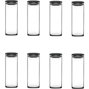 43756 Vakumlu Cam Kavanoz - Cam Erzak Saklama Kabı 8 Li Gri