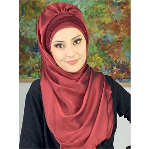 Butik Ambar Top Kapı Model Bordo Büzgülü Şal