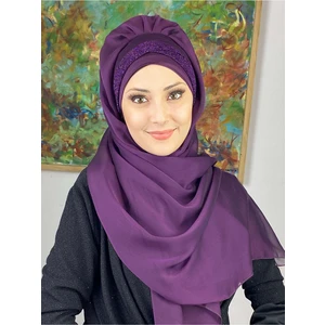 Butik Ambar Top Kapı Model Mor Büzgülü Şal