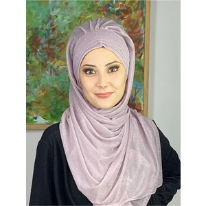 Butik Ambar Top Kapı Lila Simli Çapraz Drapeli Hazır Şal