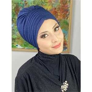 Butik Ambar Top Kapı Simli Lacivert Çapraz Drapeli Dış Bone