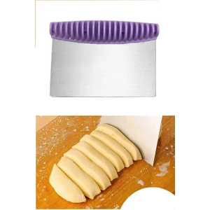 Desen Saplı Spatula Hamur Kesici, Çelik Hamur Kazıyıcı--sym300123