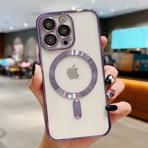 M.TK Moveteck Iphone 14 Pro Max Kılıf Kamera Kaplamalı Parlak Renkli Magsafe Kablosuz Şarj Aygıtı Uyumlu Kılıf