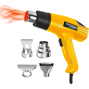 Anadolu Strong Anadolustrong ANS1010 Sıcak Hava Tabancası 2000W Kademeli Otomatik Korumalı Aksesuar Hediyeli(Sarı)
