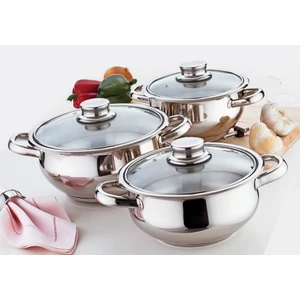 Mercan 6 Parça Mini Çelik Tencere Seti Cam Kapak