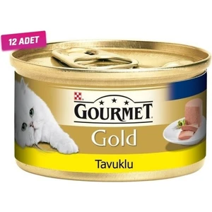 Gourmet Gold 12 Adet - Gourmet Gold Kıyılmış Tavuklu Yetişkin Kedi Konservesi 85 gr