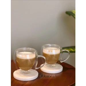 Isıya Dayanıklı Kupa Sunum Kahve Bardağı | Çift Camlı Çift Cidarlı Cam Kupa 200 ml |  2 Adet