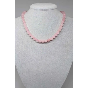 Yaşam Tohumu Pembe Kuvars Taşı Kolye 8mm (Klipsli)