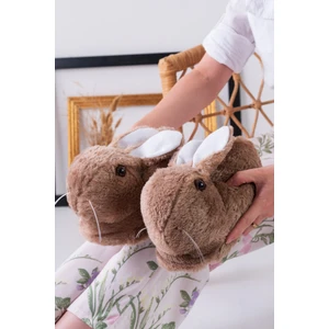 Tavşan Figürlü Vizon Peluş Panduf Ev Pandufu Unisex