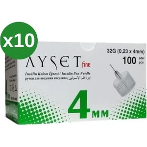 Fine 32G (0,23 x 4mm) Insülin Kalem Iğnesi 100LÜ 10 Kutu 1000 Adet