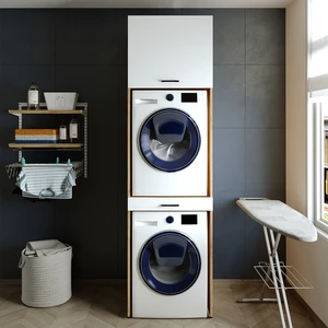 Çamaşır ve Kurutma Makinesi Dolabı ve Üst Dolabı 67X240 cm