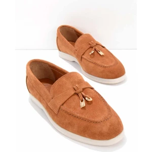 Taba Süet Leather Kadın Loafer Ayakkabı K01274225302