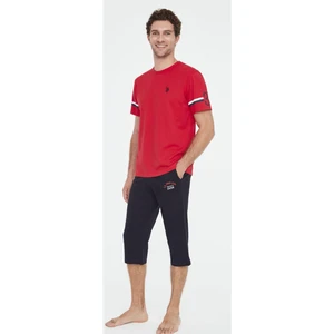 U.S. Polo Assn. Arma Nakışlı Yuvarlak Yaka Yazlık T-Shirt ve Cepli Kapri Takım
