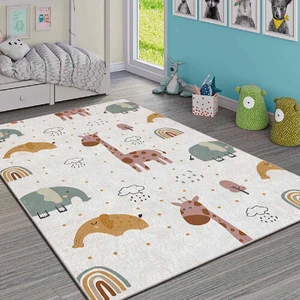 Dekoratif Kaymaz Taban Ince Leke Tutmaz Yıkanabilir Modern Eğlenceli Çocuk Halısı