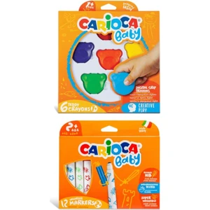 Teddy Şekilli Kirletmeyen Mum Boya Carioca Jumbo Bebek Süper Yıkanabilir Keçeli Boya