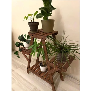 Alan Dekor Eskitme Saksı Çiçeklik Saksılık Ahşap Çok Katlı Dekoratif Saksı Standı