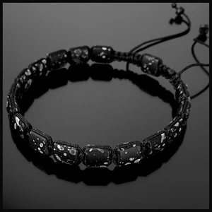 Seven Art Jewelry Doğal Taş Bileklik, Hematit Soft Kaplama Siyah Bileklik, Ayarlanabilir Bileklik, El Yapımı Bileklik