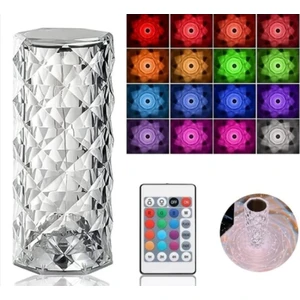 Crystal Palace Şarjlı Masa Lambası - LED Lamba - RGB Kumandalı Ledli Gece Lambası - Restoran Masa Lambası