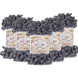 Puffy El Örgü Ipliği 5'li Paket - 87 Koyu Gri - 100 Gr. 9 Mt. Parmak Örgü Ipi