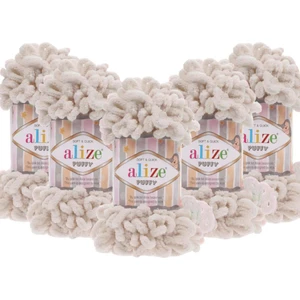 Puffy El Örgü Ipliği 5'li Paket - 599 Kemik - 100 Gr. 9 Mt. Parmak Örgü Ipi