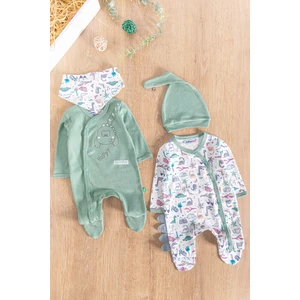 Dino Figürlü Uzun Kollu 2'li Erkek Bebek Tulum